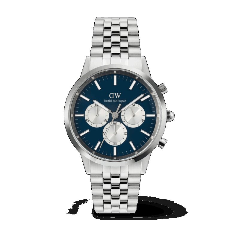 Daniel Wellington DW Uhr Iconic Chronograph Arch 5-Link Arctic Panda Silver 42mm