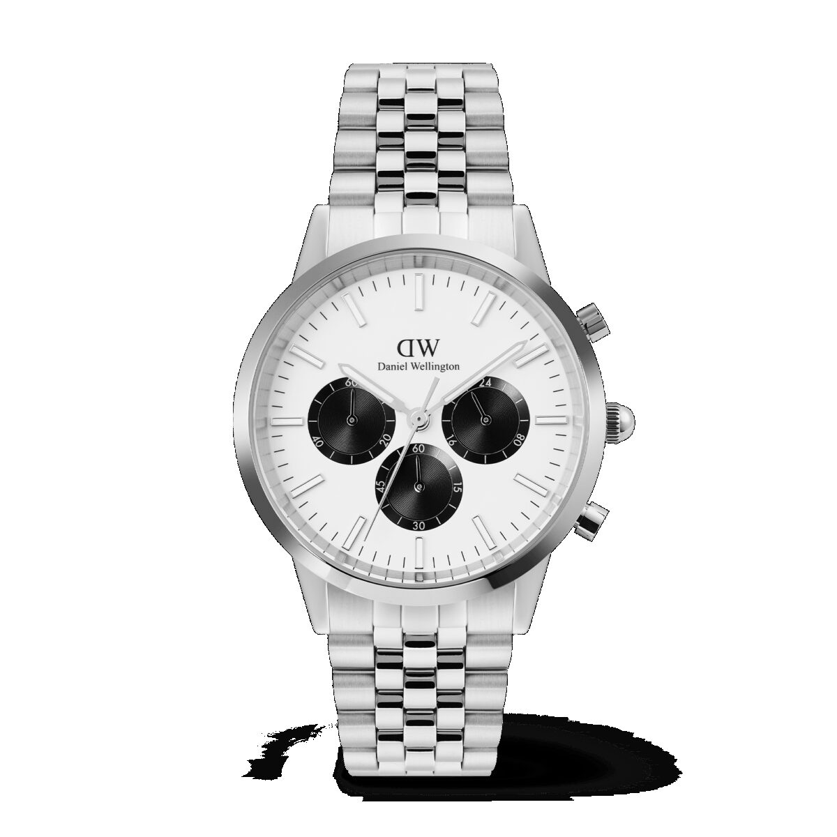 Daniel Wellington DW Uhr Iconic Chronograph Arch 5-Link Off- White Panda Silver 42mm