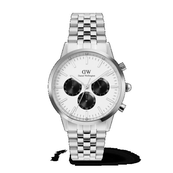 Daniel Wellington DW Uhr Iconic Chronograph Arch 5-Link Off- White Panda Silver 42mm