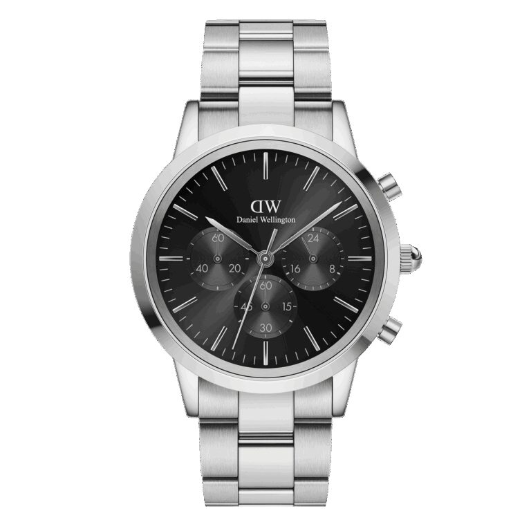 Daniel Wellington DW Uhr Iconic Chronograph Link Onyx S 42mm Silver