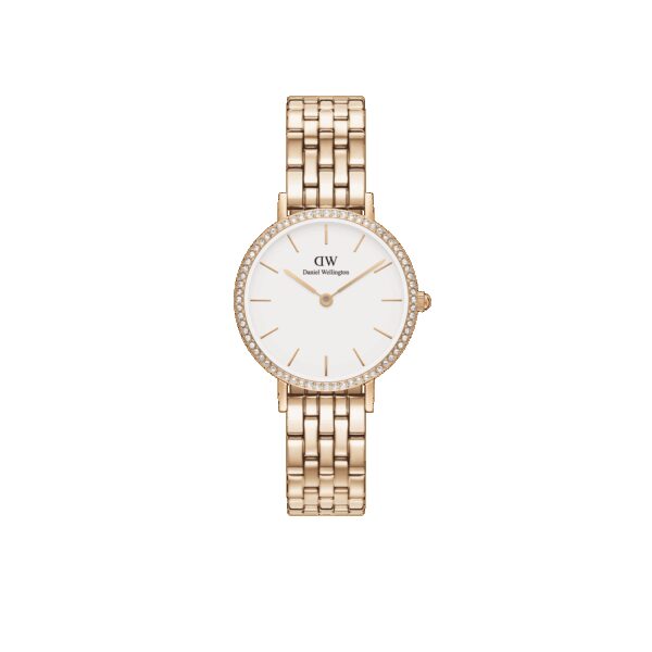 Daniel Wellington DW Uhr Petite Lumine Bezel 5-Link Melrose 28mm Rose Gold