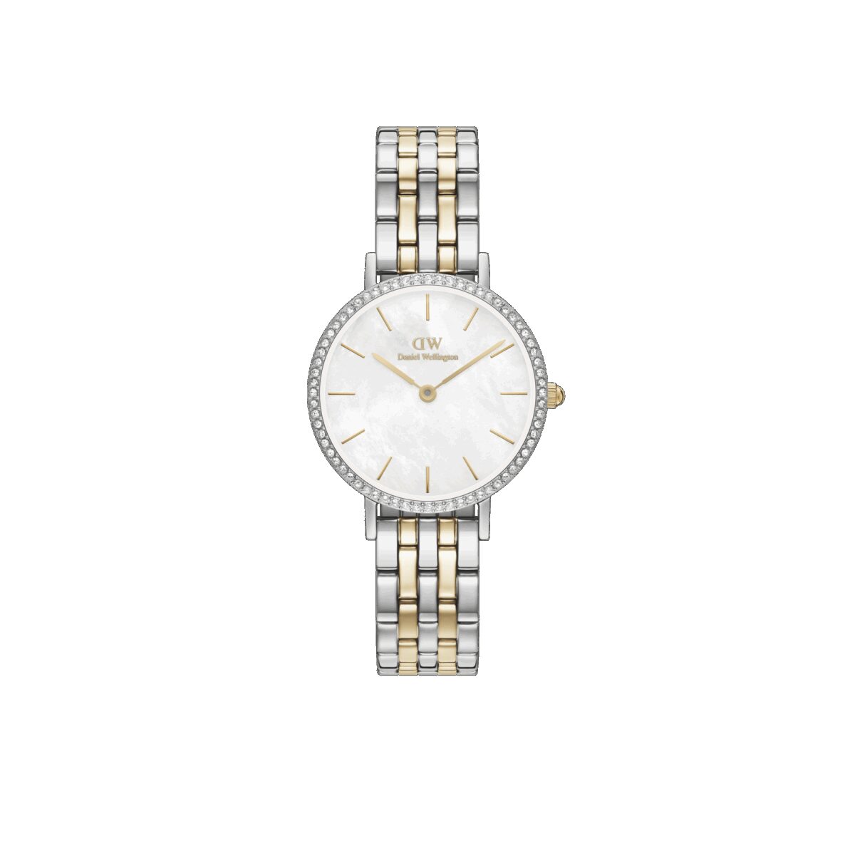 Daniel Wellington DW Uhr Petite Lumine Bezel 5-Link Two-Tone MOP Silver 28mm