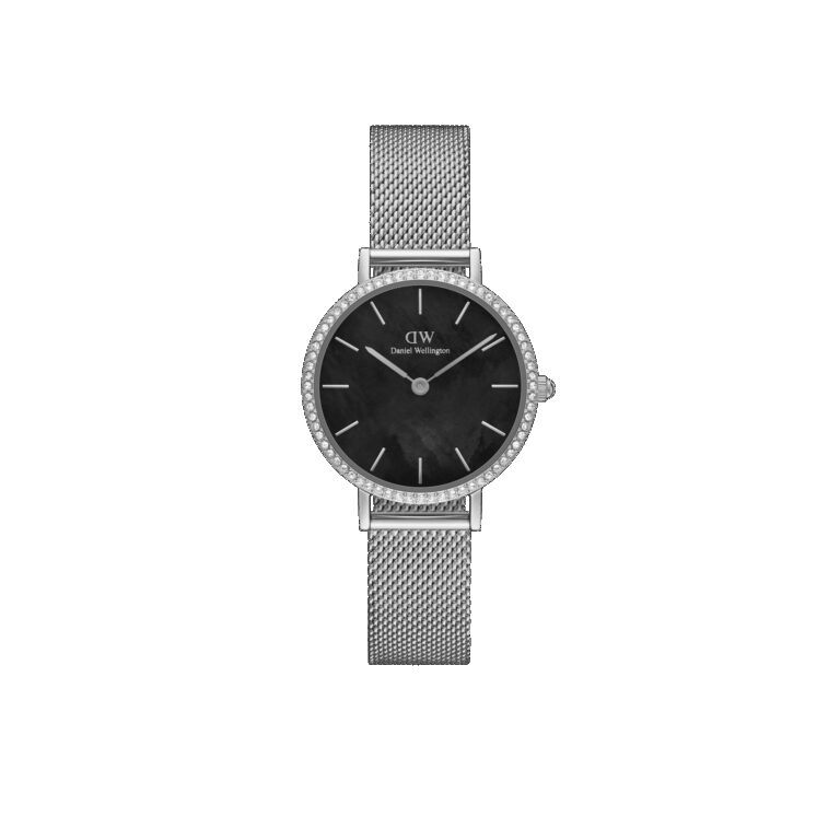 Daniel Wellington DW Uhr Petite Lumine Bezel Sterling Black MOP 28mm Silver