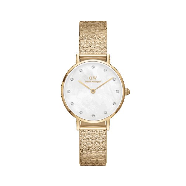 Daniel Wellington DW Uhr Petite Lumine Pressed Piano White MoP Gold 28mm