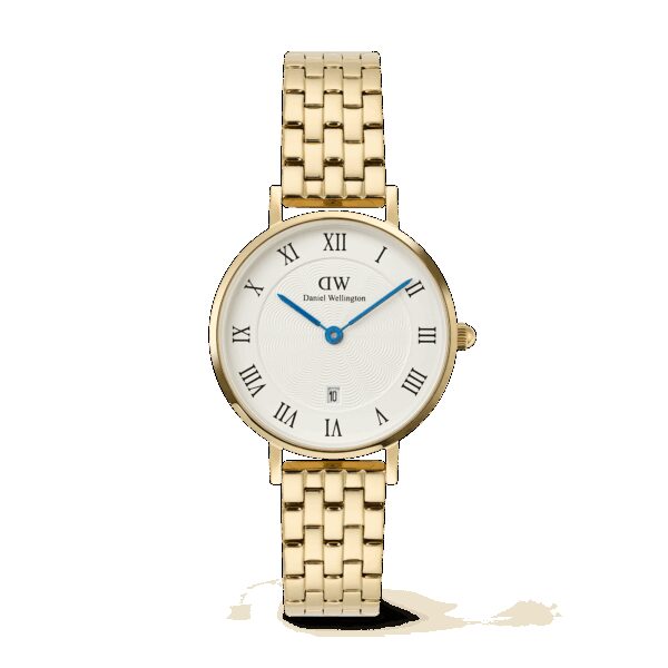 Daniel Wellington DW Uhr Petite Roman Numerals Date 5-link Gold 28mm