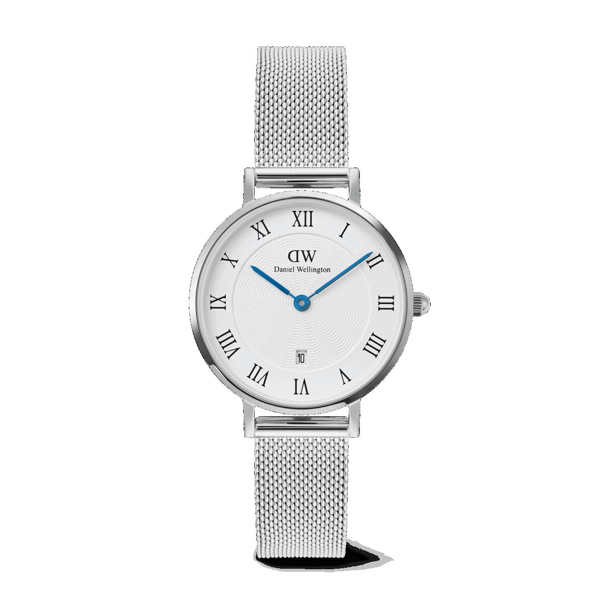 Daniel Wellington DW Uhr Petite Roman Numerals Date Silver 28mm