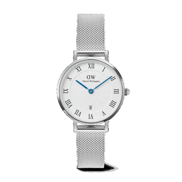 Daniel Wellington DW Uhr Petite Roman Numerals Date Silver 28mm