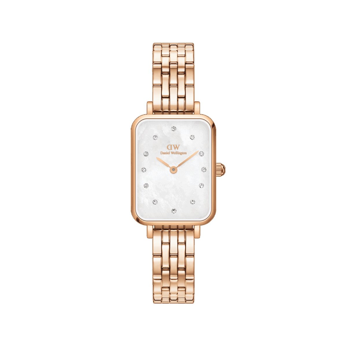 Daniel Wellington DW Uhr Quadro Lumine 5 Link Melrose White MoP Rose Gold 20x26mm
