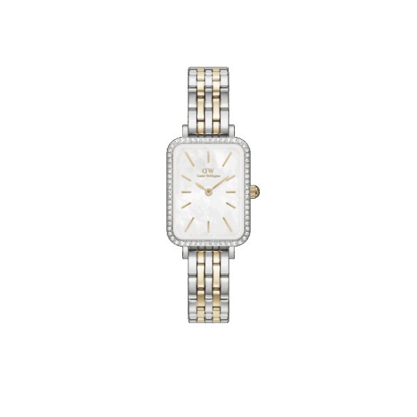 Daniel Wellington DW Uhr Quadro Lumine Bezel 5-Link Two-Tone MOP 20x26mm MIC Silver
