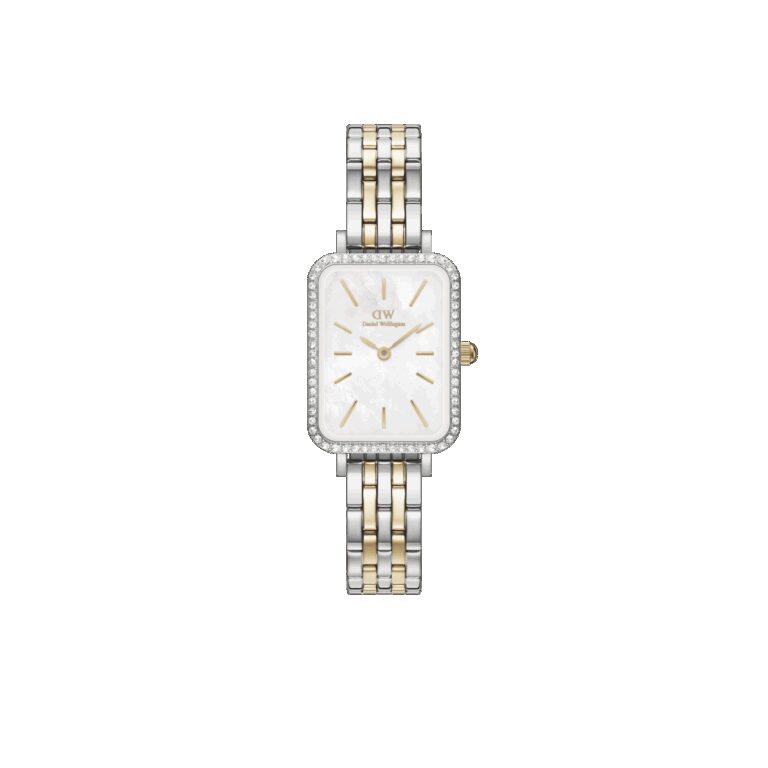 Daniel Wellington DW Uhr Quadro Lumine Bezel 5-Link Two-Tone MOP 20x26mm MIC Silver