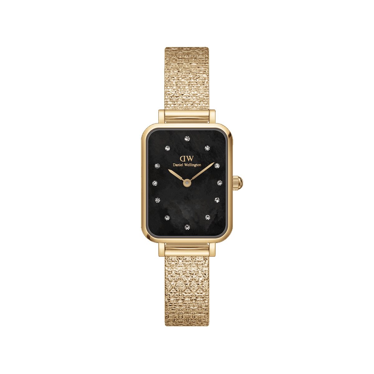 Daniel Wellington DW Uhr Quadro Lumine Pressed Piano Black MoP Gold 20x26mm