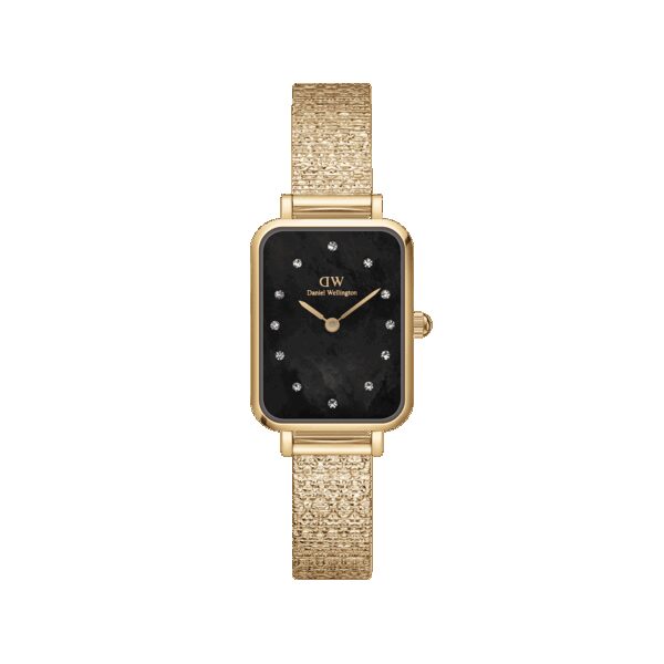 Daniel Wellington DW Uhr Quadro Lumine Pressed Piano Black MoP Gold 20x26mm