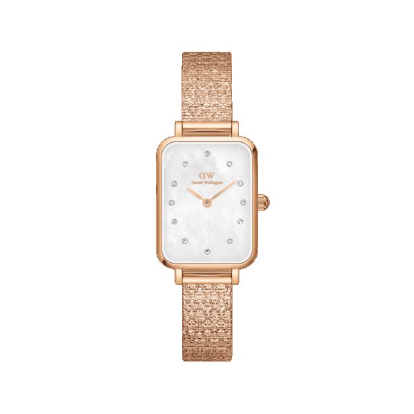 Daniel Wellington DW Uhr Quadro Lumine Pressed Piano White MoP Rose Gold 20x26mm MIC