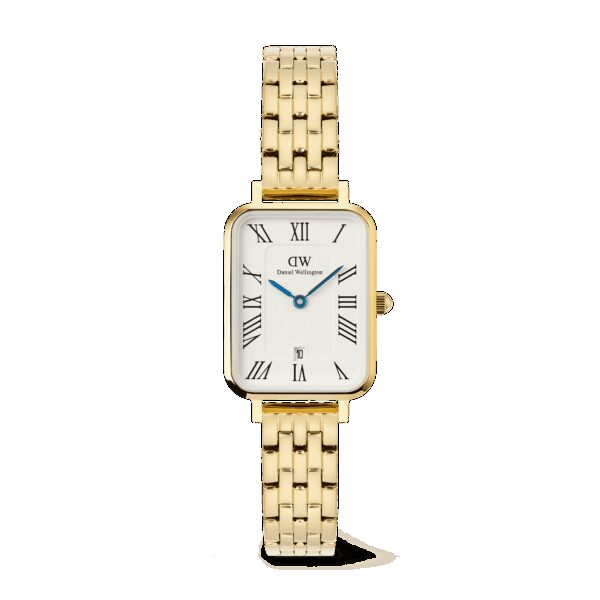 Daniel Wellington DW Uhr Quadro Roman Numerals Date 5-link Gold 20x26mm