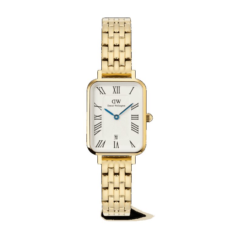 Daniel Wellington DW Uhr Quadro Roman Numerals Date 5-link Gold 20x26mm
