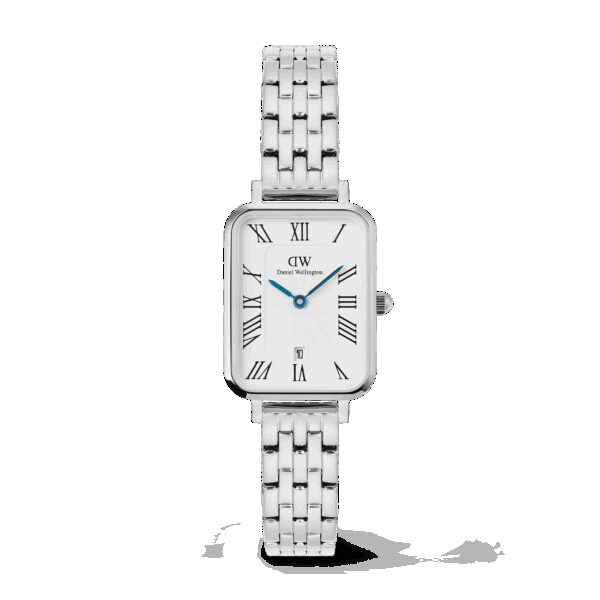 Daniel Wellington DW Uhr Quadro Roman Numerals Date 5-link Silver 20x26mm