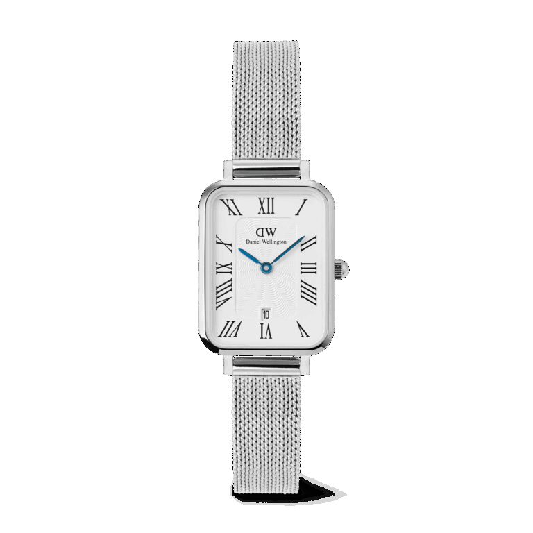 Daniel Wellington DW Uhr Quadro Sterling Roman Numerals Date 20x26mm Silver