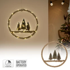 Deko LED Jute Kranz Ø 37cm mit 50 warmweißen LEDs batteriebetrieben und Timer 5609