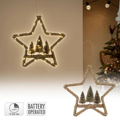 Deko LED Jute Kranz Ø 40cm zum Aufhängen mit 50 warmweißen LEDs batteriebetrieben und Timer 5609