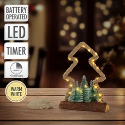 Deko LED Weihnachtsbaum aus Juteseil Standfigur 30 cm warmweiß mit Timerfunktion 5609