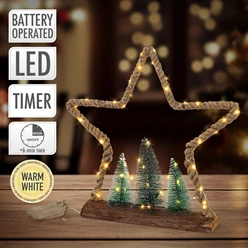 Deko LED Weihnachtsbaum aus Juteseil Standfigur 45 cm warmweiß mit Timerfunktion 5609