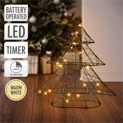 Deko Weihnachtsbaum mit 20 warmweißen LEDs Schwarz aus Metall 596