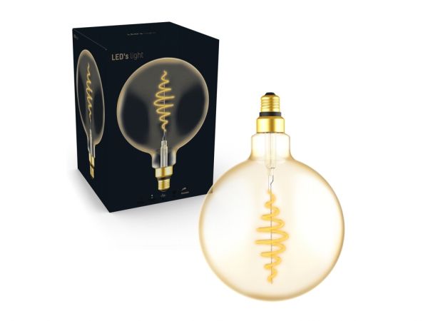 Dekoratives LED Leuchtmittel LED Wendel Gold Rund 1800K warmweiss 8