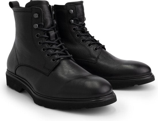 DenBroeck Foundry St. High Herren Schnürschuhe - Gefütterte Stiefel - Schwarzes Leder Kleidung