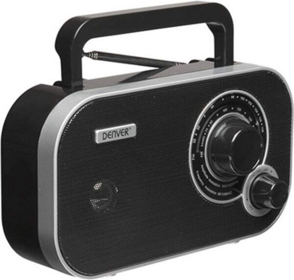 Denver - FM Radio - Retro - Funktioniert mit Batterie oder Netzstrom - Küchenradio - Tragbares Radio - TR51 - Schwarz Elektronik