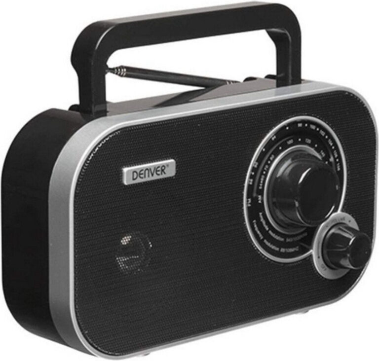 Denver - FM Radio - Retro - Funktioniert mit Batterie oder Netzstrom - Küchenradio - Tragbares Radio - TR51 - Schwarz Elektronik