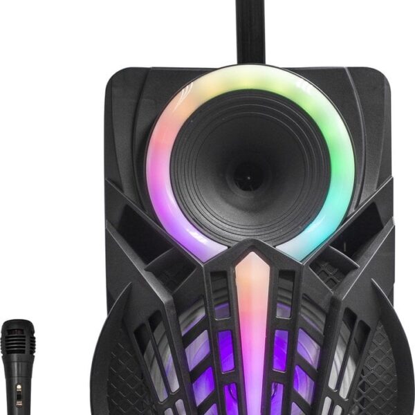 Denver Karaoke Set inkl. Mikrofon und Lichteffekte - 120W - Bluetooth Lautsprecher Party Box - Micro SD / USB / AUX - TSP301 - Schwarz Elektronik
