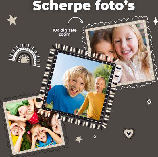 Denver Kinderkamera Full HD mit Drucker - Selfie-Kamera - 48MP - Digitalkamera Kinder - Foto und Video - Spiele - KPC1370 - Schwarz Hobby & Sport