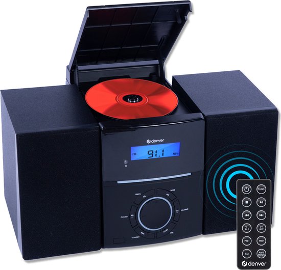 Denver - MCA240 - Stereo-Set - FM Radio - CD Player - Radiowecker - 30 Voreinstellungen - AUX - Schwarz Elektronik