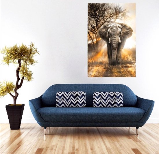 Diamantmalerei - Elefant in der Dämmerung - 40 x 50 cm - Erwachsene - Kinder - Runde Kieselsteine - Diamantmalerei - Bilder selber machen - Hobby - Komplett Hobby & Sport