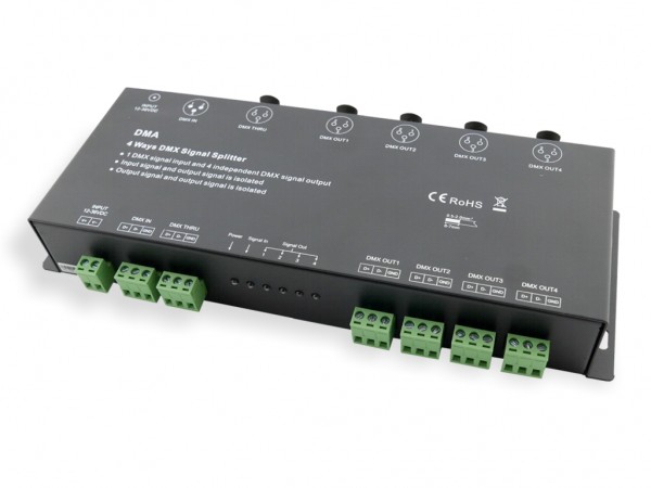 DMA 4-fach DMX Splitter + Verstärker XLR Schraubklemme 12-36VDC