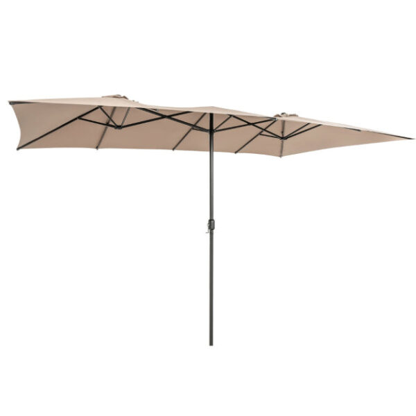 Doppelter Sonnenschirm - 426 x 265 cm - rechteckig - braun Haus & Garten