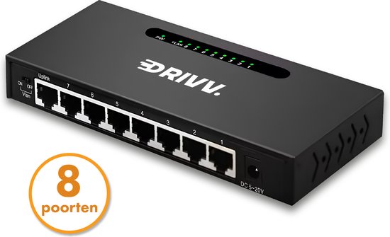 Drivv. Netzwerk-Switch - 8 Ports - Internet-Switch - RJ45-Splitter - schwarz Elektronik