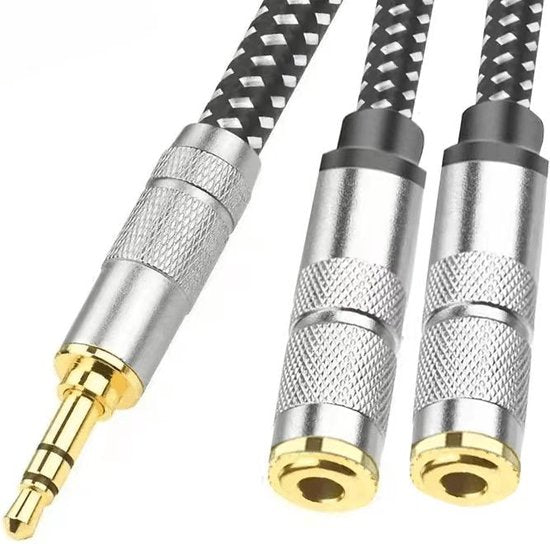 Drivv. Premium Audio Splitter - AUX - Jack Splitter - Audio Splitter 3.5 mm Jack - Stecker zu Buchse - Grau Elektronik