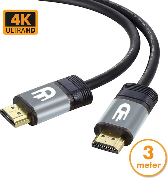 Drivv. Premium HDMI Kabel 2.0 - Ultra HD 4K 60Hz - HDMI zu HDMI - Geeignet für Xbox Serie X & PS5 - 3 Meter - PVC - Grau Elektronik