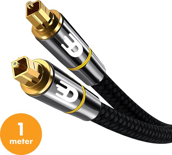Drivv. Premium Toslink Optisches Kabel Nylon - Optisches Audiokabel - Stecker auf Stecker - 1 Meter - Grau Elektronik