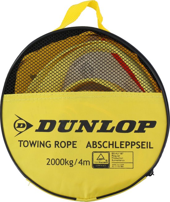 Dunlop Abschleppseil - Max 2000 Kg - 4 Meter lang - Rot Auto & Fahrrad