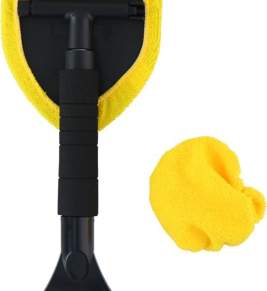 Dunlop Eiskratzer mit Auslöser - Teleskopstange 32 bis 49 CM - Softgrip - Inkl. 2 Mikrofasertücher Auto & Fahrrad
