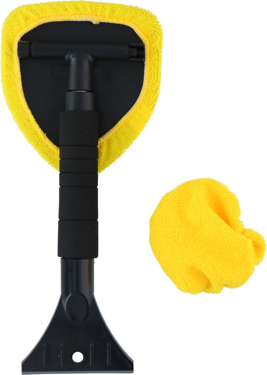 Dunlop Eiskratzer mit Auslöser - Teleskopstange 32 bis 49 CM - Softgrip - Inkl. 2 Mikrofasertücher Auto & Fahrrad