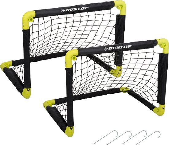 Dunlop - Fußballtor Set - Zwei Stück - Fußbälle - Klappbar & Leicht - Schwarz Hobby & Sport