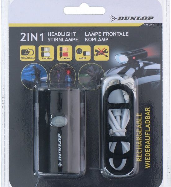 Dunlop Helmleuchte - Wiederaufladbar - Rot/Weißes Licht - Inkl. Kabel - Max.7 Stunden - Schwarz -. Auto & Fahrrad