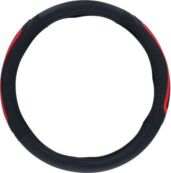 Dunlop Lenkradbezug Auto 38CM - Geeignet für Lenkräder 37-39CM - Komfortabler Griff - Anti-Rutsch - Autodekoration - Kunstleder - Schwarz/Rot Auto & Fahrrad