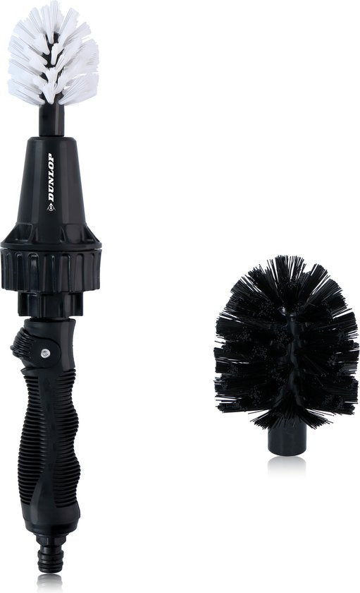 Dunlop Reinigungsbürste - Felgenbürste - mit Schlauchanschluss 3/4" - rotierend - Durchflussregler - 2 Bürsten Haus & Garten