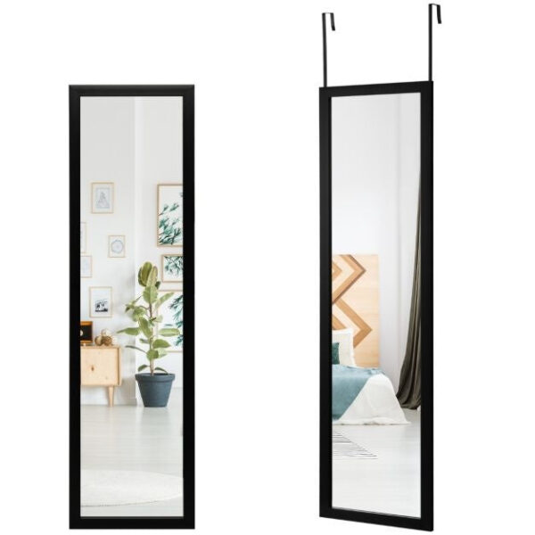 Durchgangsspiegel 120 x 33 cm Türhaken zum Aufhängen an Tür oder Wand Ideal für Schlafzimmer Schwarz Wohnen & Kochen