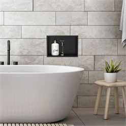 Duschnische 30x20 cm Schwarz aus Edelstahl Wandnische Duschablage LuxeBath 499999