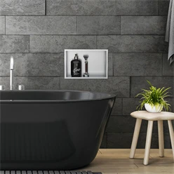 Duschnische 30x20 cm Silber aus Edelstahl Wandnische Duschablage LuxeBath 499999